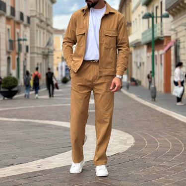 Coordinato in velluto gamba larga cammello - FLAG STORE